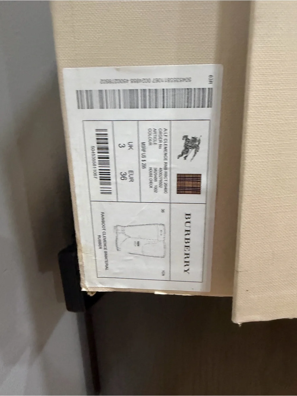 Burberry Black and Beige Nova Check Tall Rain Boots